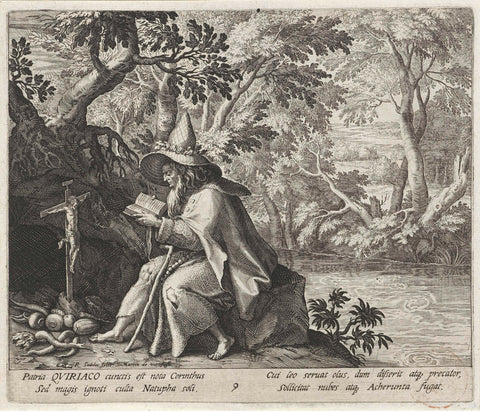 Saint Cyriacus the Hermit, Raphaël Sadeler (I), 1594 Canvas Print