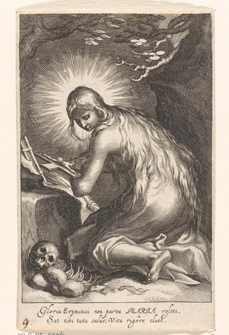 Saint Mary of Egypt as hermit, Boëtius Adamsz. Bolswert, 1590 - 1612 Canvas Print