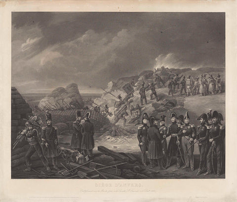 French army on the captured lunet of Saint-Laurent, 15 December 1832, Jean Pierre Marie Jazet, 1832 - 1833 Canvas Print