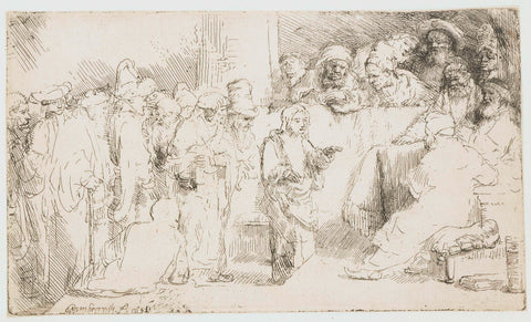 Christ disputing with the Doctors: a sketch, Rembrandt van Rijn, 1652 Canvas Print