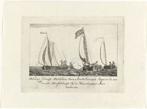 Attack of Amsterdam loose balls on a Frisian peat ship, 1782, anonymous, 1782 Canvas Print