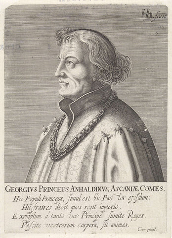 Portrait of George, prince of Anhaldt-Zerbst-Dessau, Hendrick Hondius (I), 1599 Canvas Print