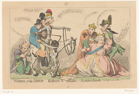 Pitt hunts as Don Quixote Catharina the Great fright, 1791, James Gillray, 1791 Canvas Print