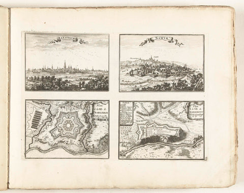 Views and maps of Maastricht, Namur, Charleroi and Fort Charlemont, c. 1702, Laurens Scherm, 1702 - 1703 Canvas Print