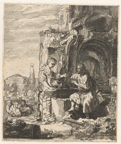 Christ and the woman of Samaria among ruins, anonymous, 1705 - 1775 Canvas Print