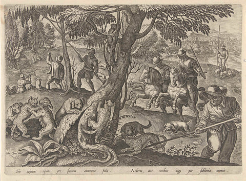 Hunting of wild cats, Philips Galle, 1578 Canvas Print