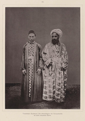 Portrait of a merchant (plenipotentiary of the great-sherif of
Mecca) and an enslaved Cirkassian boy, in Mecca
Bilder-Atlas zu Mekka, The Hague 1888, Abd Al-Ghaffar, 1886 - 1888 Canvas Print