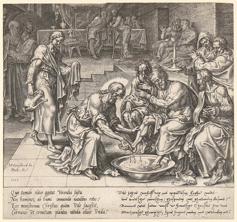 Foot washing, Philips Galle, 1563 Canvas Print