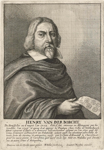 Portrait of Hendrik van der Borcht the Elder, Wenceslaus Hollar, 1650 - 1670 Canvas Print