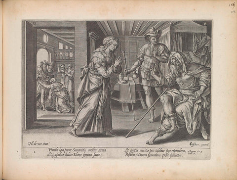 Elisa Visits the Woman from Sunem, Hans Collaert (I), 1643 Canvas Print