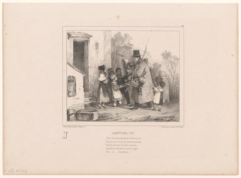 New Year's Day, Nicolas Toussaint Charlet, 1835 Canvas Print