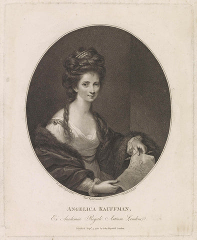 Portrait of Angelica Kauffman, Francesco Bartolozzi, 1780 Canvas Print