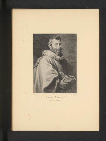 Reproduction of an engraving of a portrait of Artus Wolfaerts by Cornelis Galle (I), Joseph Maes, c. 1872 - in or before 1877 Canvas Print