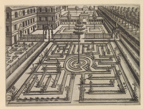 Garden with a ground floor and a house on the left, anonymous, c. 1601 Canvas Print