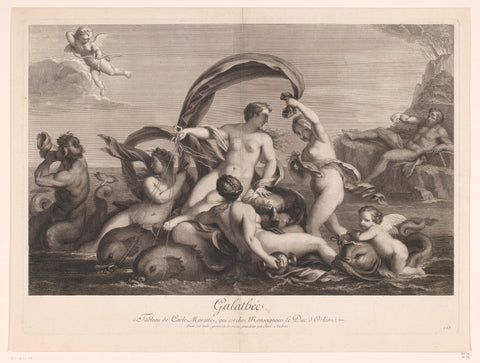 Galatea watched by Polyphemus, Jean Audran, 1729 - 1740 Canvas Print