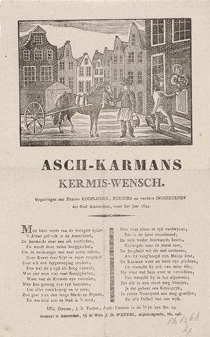 Kermisprent van de Amsterdamse askarrenmannen voor het jaar 1844, anonymous, 1844 Canvas Print