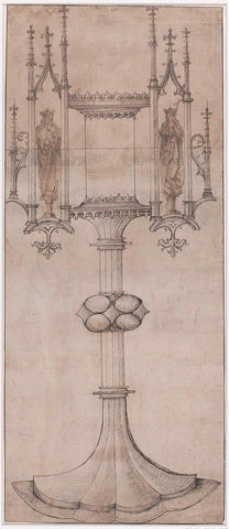 Design for a monstrance, Monogrammist WA with the key (possibly), 1480 - 1520 Canvas Print