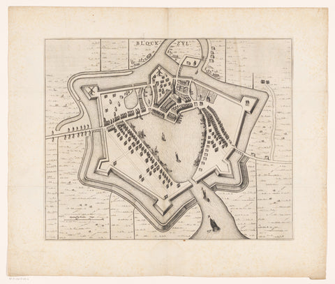 Map of Blokzijl, anonymous, 1652 Canvas Print