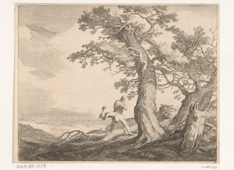 Landscape with trees and loggers, Frederick Bloemaert, after 1647 Canvas Print