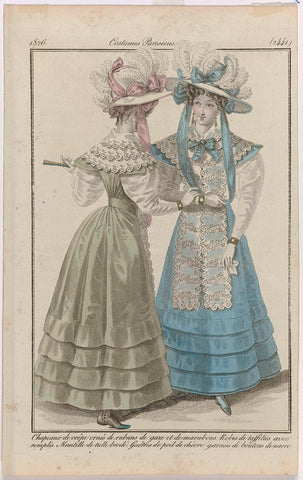 Journal des Dames et des Modes, Costumes Parisiens, 25 September 1826, (2441): Chapeaux de crêp (...), anonymous, 1826 Canvas Print