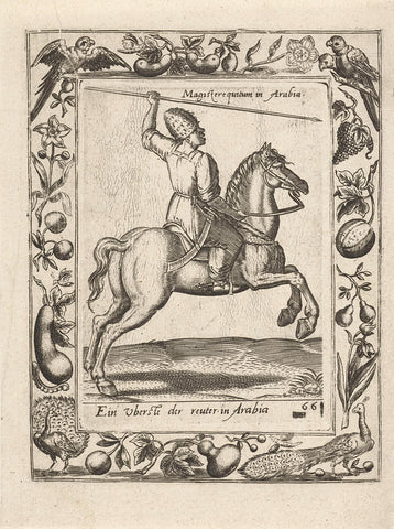 Arab chief on horseback, Abraham de Bruyn (attributed to), 1577 Canvas Print