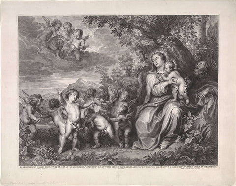 Rest on the flight to Egypt, with dancing angels, Schelte Adamsz. Bolswert, 1596 – 1659 Canvas Print