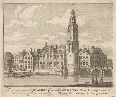 View of the Munttoren and the Muntsluis in Amsterdam, anonymous, 1757 - 1766 Canvas Print