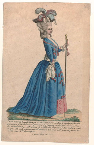 Gallery of French Fashions and Costumes, 1785, nr. 1, Kopie naar cc 162 : Lévite decorated with brandenburgs (...), Pierre Gleich (possibly), c. 1785 Canvas Print