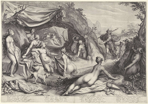 Diana and Actaeon, Jacob Matham, 1605 - 1609 Canvas Print