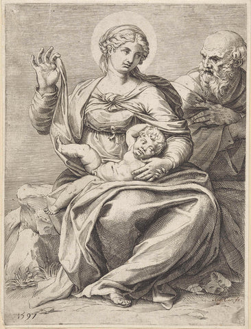 Holy Family, Agostino Carracci, 1597 Canvas Print