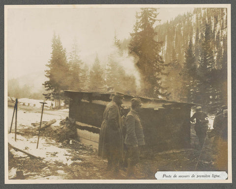 Soldiers at an aid station at the front in the Dolomites, presumably Italians, Henri de Rothschild (attributed to), 1916 Canvas Print