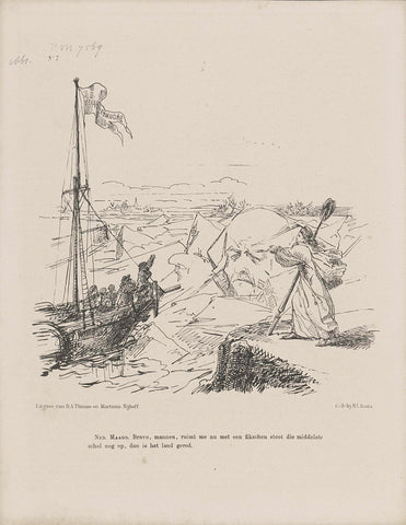 Cartoon on minister F.A. van Hall, 1861, Johan Michaël Schmidt Crans, 1861 Canvas Print