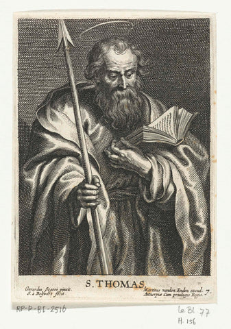 Saint Thomas with spear, Schelte Adamsz. Bolswert, 1596 – 1659 Canvas Print