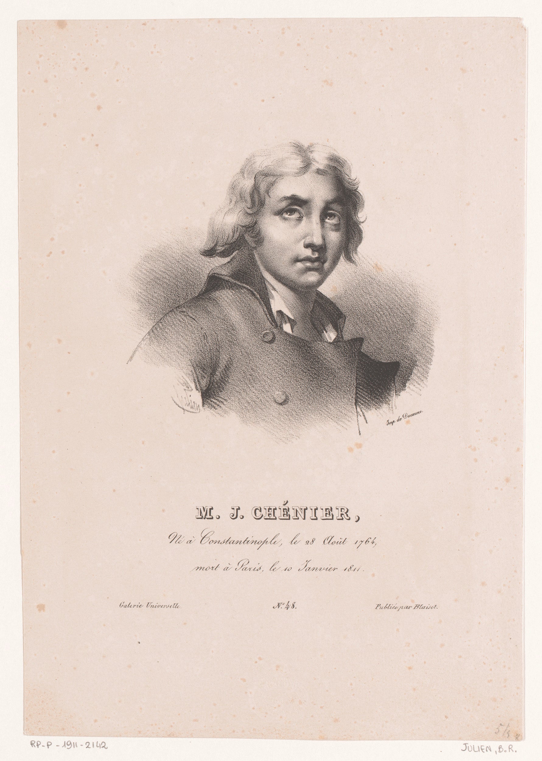 Portrait of MarieJoseph Chénier, Bernard Roma