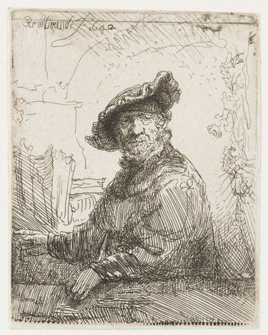 Man in an Arbour, Rembrandt van Rijn, 1642 Canvas Print