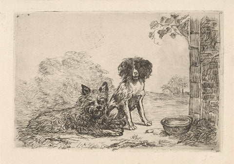 Two dogs, David van der Kellen (1804-1879), 1814 - 1879 Canvas Print