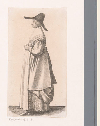 Engelse vrouw van stand met breedgerande hoed, Wenceslaus Hollar, 1665 - 1707 Canvas Print