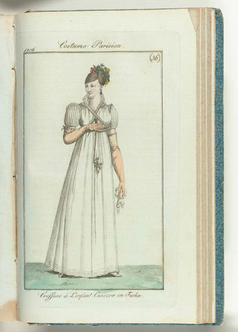 Journal des Dames et des Modes, editie Frankfurt 1 September 1806, Costume Parisien (36): Coeffure à L'enfant. Canezou en fichu., Friedrich Ludwig Neubauer (possibly), 1806 Canvas Print