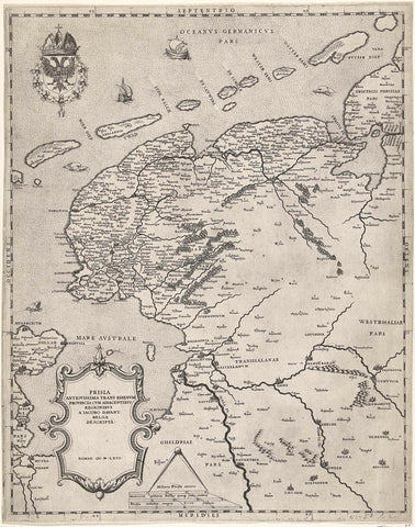 Map of Friesland, Groningen, Drenthe and Overijssel, anonymous, 1566 Canvas Print