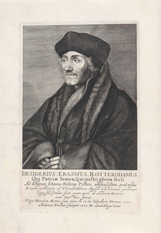 Portrait of Desiderius Erasmus, Andries Jacobsz. Stock, 1628 Canvas Print