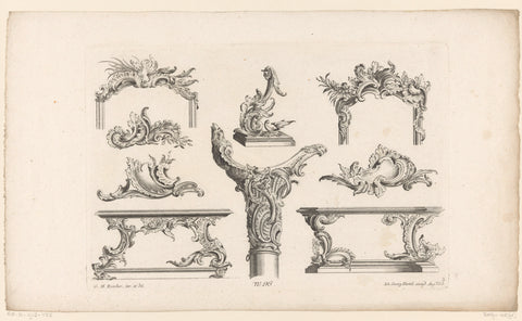 Rocailles and tables, Emanuel Eichel (manner of), 1727 - 1775 Canvas Print