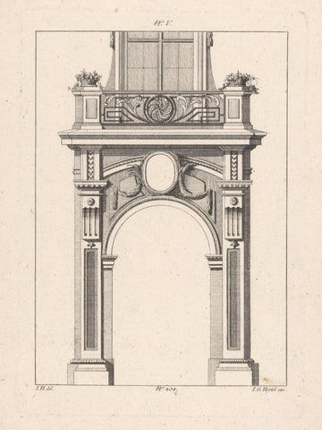 Portal with oval medallion, anonymous, 1770 - 1788 Canvas Print