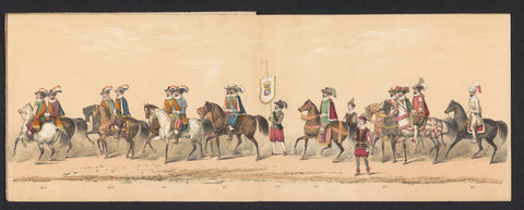 Historical procession by students of the Groningen University of Applied Sciences, 1850 (plate 6), Johannes Hermanus van de Weijer, 1850 Canvas Print