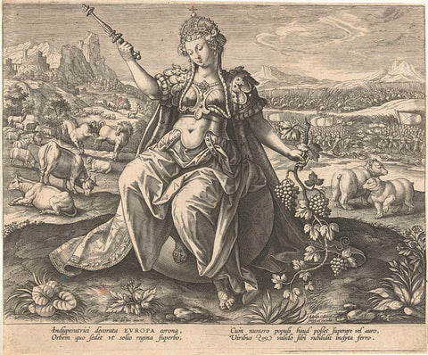 Europa, Adriaen Collaert, 1586- 1591 Canvas Print