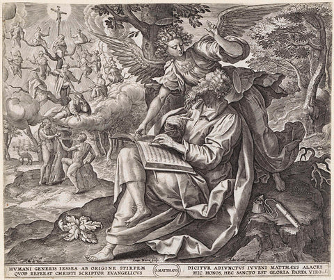 Evangelist Matthew, Johannes Wierix, 1610 - 1676 Canvas Print