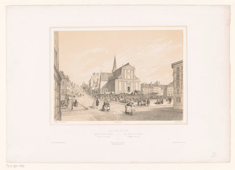 View of the church of Saint-Nicolas in Boulogne-sur-Mer, Jean Baptiste Arnout, 1847 Canvas Print