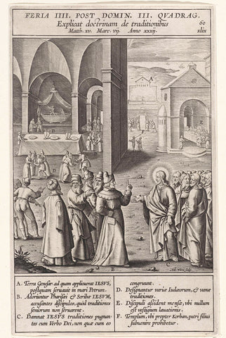 Christ in conversation with the Pharisees and scribes, Antonie Wierix (II), 1593 Canvas Print