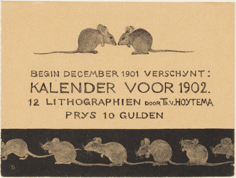 Announcement for calendar 1902, Theo van Hoytema, 1878 - 1901 Canvas Print