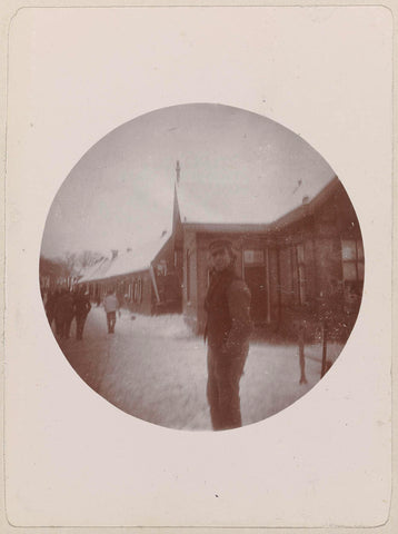 Portrait of an unknown man in a winter landscape, anonymous, 1897 Canvas Print