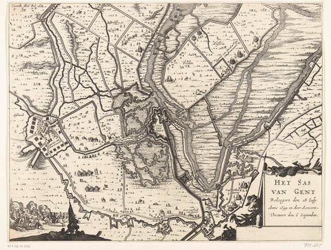 Map of siege and conquest of Sas-van-Gent, 1644, anonymous, 1649 - 1651 Canvas Print